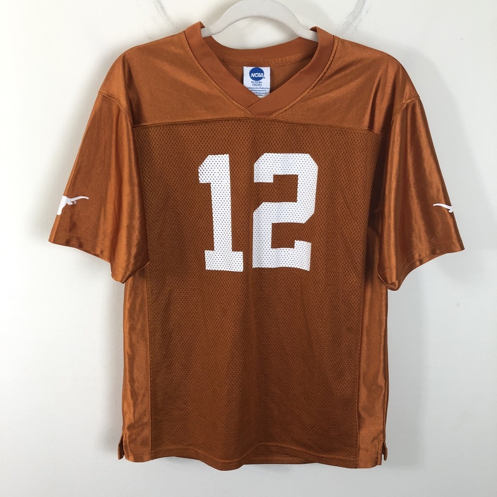 University Of Texas Longhorns NCAA #12 Jersey Sz Youth (14/16) Orange Football